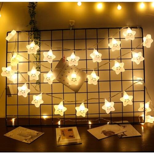Smilly Face Strar Light 10 Led 1.5m Star String Light Childrens Room Decoration Gift