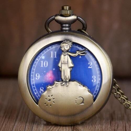 Vintage Necklace Watch for Chidren Bronze Steampunk Lovely Queen Head Quartz Pocket Watch For Gift CF1054