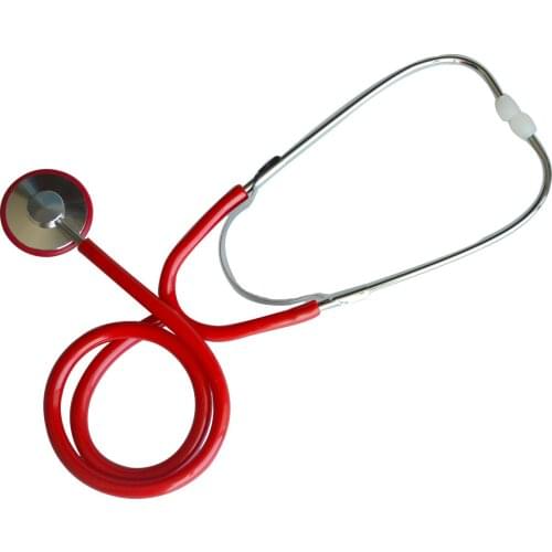 Adult and child Aluminum single head Stethoscope with Anti-cold ring Red