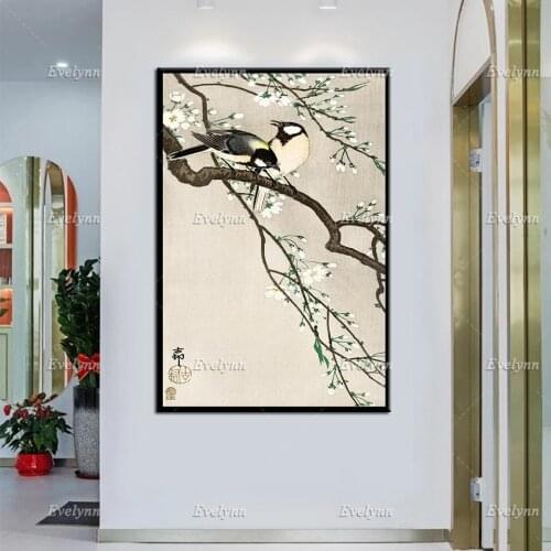 Japanese Art Print Tits On Cherry Branch By Koson Ohara Vintage Poster Gift Idea -Wall Art Poster Print -Home Decor Unique Gift
