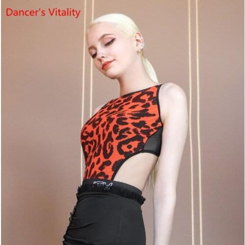 Latin Dance Body Suit Round Neck Onesies Sexy Mesh Open Back Performance Clothing Women Professional Competition Dancing Clothes