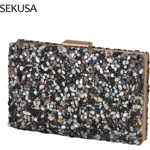 Women Evening Clutch Bag Diamond Sequin Wedding Clutch Purse and Handbag Party Banquet Black Gold Silver Two Chain Shoulder Bag