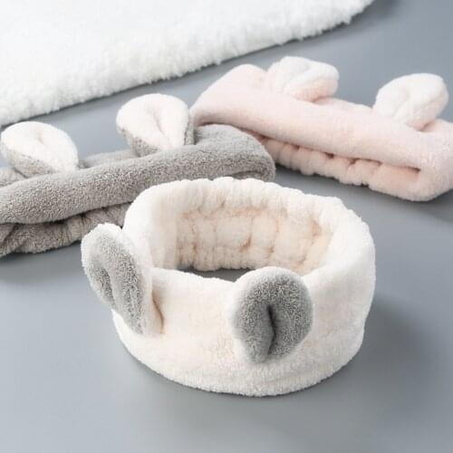 1Pcs Fashion Women Girls Rabbit Ears Hairband Elastic Headdress Heart Shaped Hair Accessories Cotton Makeup Tools