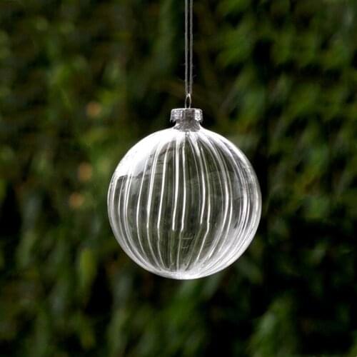 12pcs/pack Diameter=8cm Globe Shaped Striped Glass Pendant Christmas Tree Hanging Decorative Handmade Friend Gift