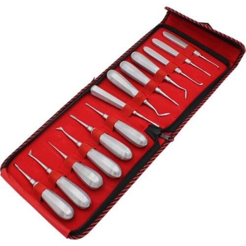 13pcs Dental Elevator Set Made in Pakistan Teeth Extraction Tooth Extracting Forceps Stainless Steel Curved Root Lift Elevator