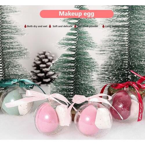 2Pcs Cosmetic Puff Christmas Style Makeup Foundation Sponge Smooth Powder Puff Water-Drop Shape Makeup Tools Xmas Gift