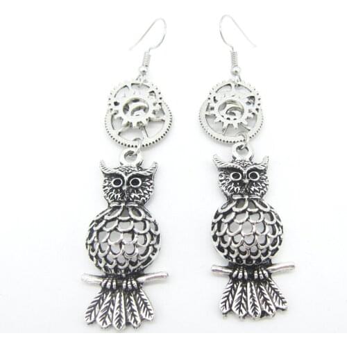 2018 Cykopv New Collectin Antique Silver Olw Charms with Multi Gears Vintage Steampunk Earring Accessory