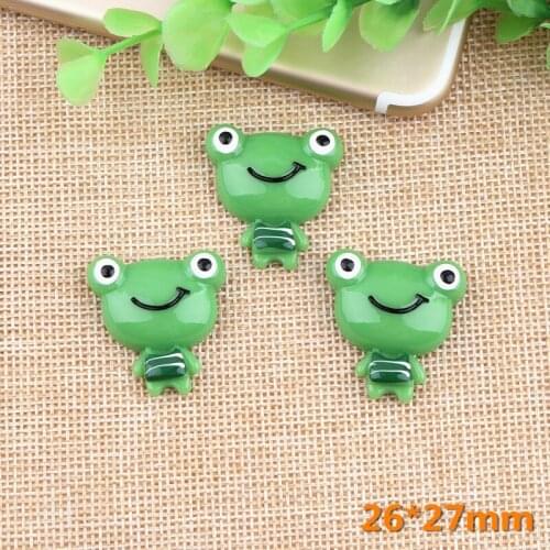 26*27mm Kawaii Resin Cabochons Cute Animal Frogs Shape Flatback ornament Clay Beads Embellishments Scrapbooking Clay Beading