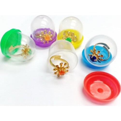 300pcs 1" capsule filled with golden color 3D flower rings Brain Teaser Pinata Bag Filler Loot Toy vending Favors Birthday Party