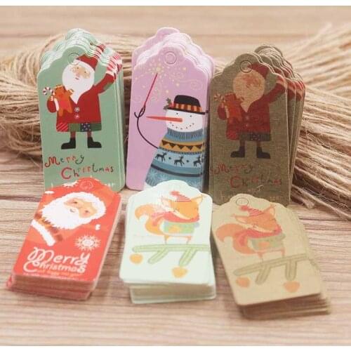 50 tag 50string white /brown color 2x4cm scallop tag small beautiful DIY merry christmas /happy fox use for gift party /cookies