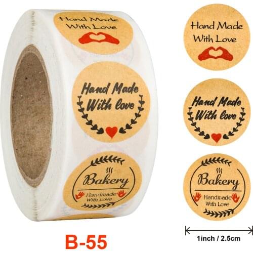 500PCS Hand Made with Love Sticker for Home Made Label Writing Stickers Gift Bakery Canning Bottle Bag Namecard Retail