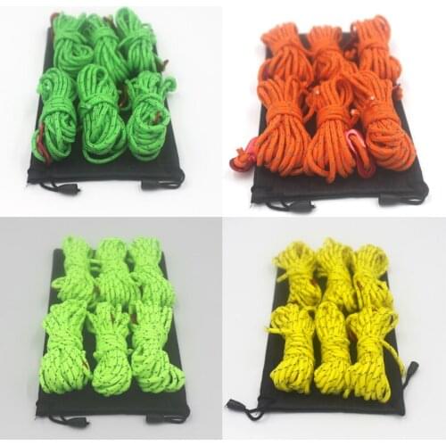 6 Reflective Camping Tarp Tent Rope Runners Guy Line Cord Paracord Outddor Camping Accessory