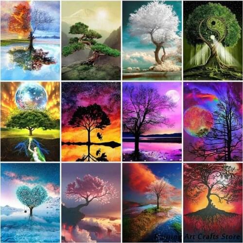 Diy Diamond Painting Fantasy Tree Night Landscape Full Round Square Drill Embroidery Cross Stitch Kits Mosaic Picture Home Decor