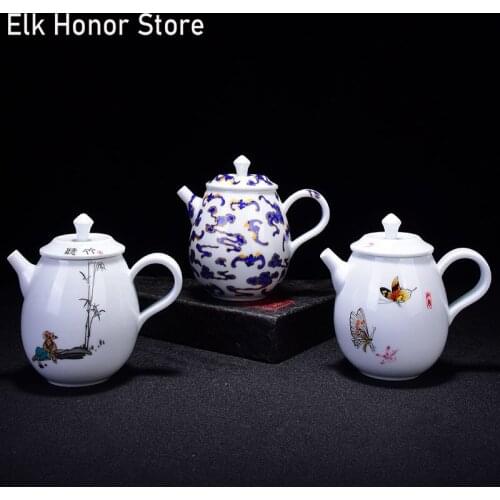 200ml Dehua White Ceramic Handmade Listening Bamboo Teapot Kungfu Tea Complete Set Of Household Simple Tea Making Teapot Tea Cup