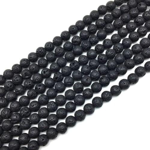 Black Lava Volcano Stone Beads Round Spacer 6mm 8mm 10mm 12mm 14 mm DIY For Necklace Bracelet