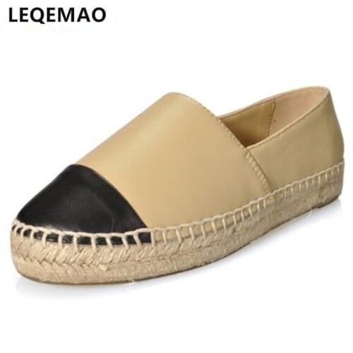 New Fashion Famous Patchwork Women Espadrilles Genuine Leather Woman Creepers Flats Ladies Loafers Casual Shoes Moccasins