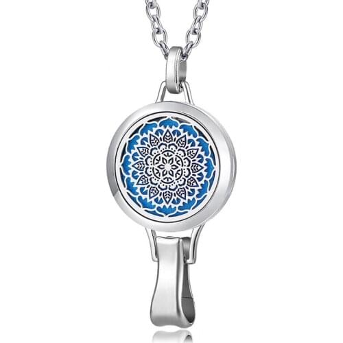 Hot Fashion 30mm Magnetic 316L Stainless Steel Essential Oil Diffuser Necklace Perfume locket Jewelry with Chain as Gift