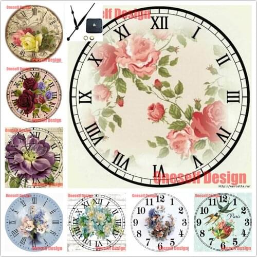 2020 top popular flower 5d diamond embroidery with clock 5d diamond mosaic sale rhinestone pictures decoration home wall sticker
