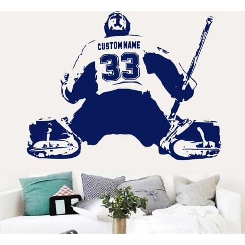 Ice Hockey Name Sticker Decal Skiing Ice Sports Posters Vinyl Pegatina Wall Decals Decor Mural Car Ice Hockey Decal