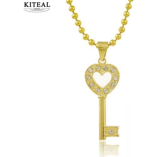 KITEAL Trendy pure gold color pendants for women lock opener collier femme oso