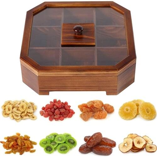 Chinese retro Candy Box Snack Nut Box wooden Candy Fruit Plate Food Storage Case desktop Dried Fruit Storage Organizer Hot Sale