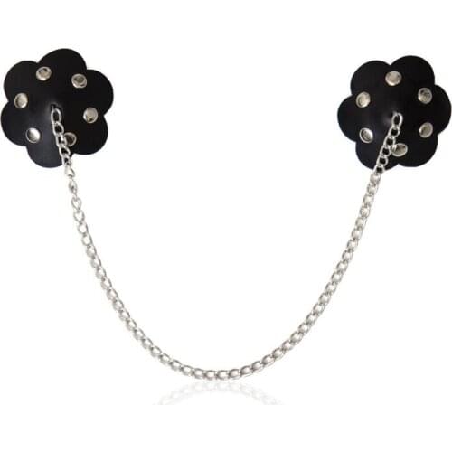 Sexy Chain Nipple Cover Women Reusable Breast Wear PU Nipple Pasties Stickers Bra Pads