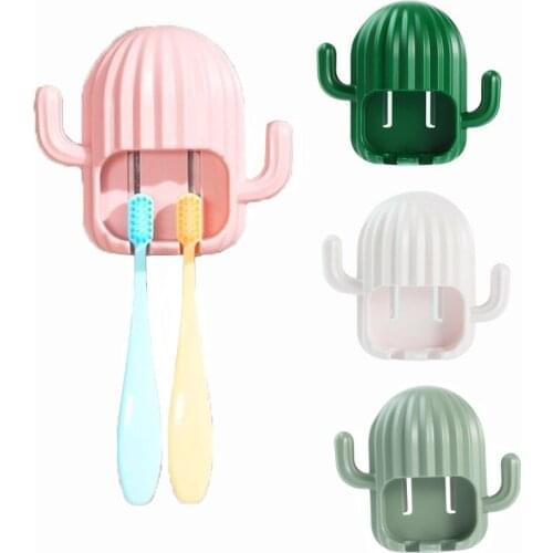 Cactus Toothbrush Rack Holder Wall Mount Hook Free Punching Hanger Bathroom Toilet Strong Stick Hook Home Bathroom Storage Rack