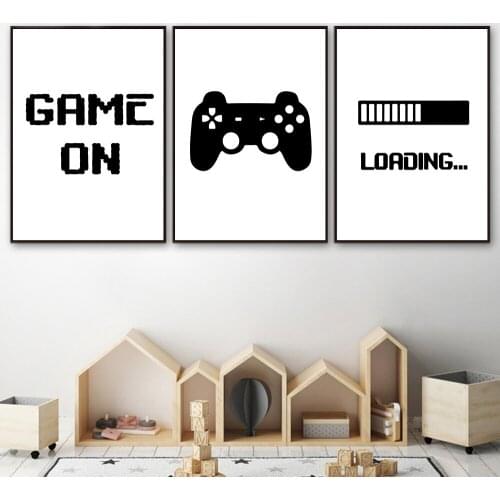 Game Loading Canvas Poster Gaming Wall Art Print Gamer Quotes Wall Painting Boys Room Decorative Picture Baby Kids room Decor