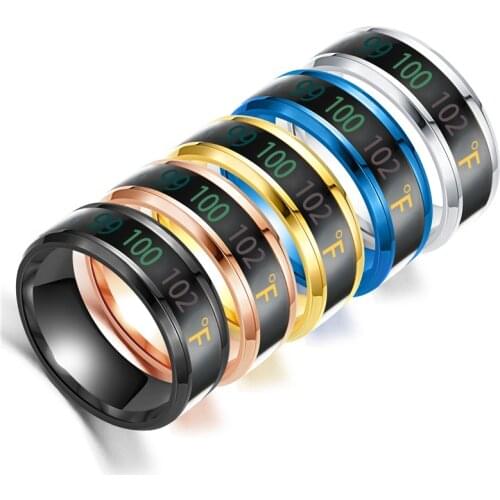 2020 New Fahrenheit Ring Stainless Steel Mood Emotion Feeling Intelligent Temperature Sensitive Rings for Women Men