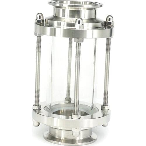 Fit Tube OD 51mm Tri Clamp 2" Ferrule 64mm 304 Stainless Steel Sanitary Fitting Flow Sight Glass For Homebrew Diary Product