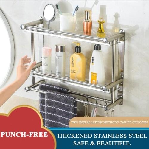 Punch-free Bathroom shelves space 1-3 layers home kitchen bathroom shower storage shelf wall mounted bathroom accessories