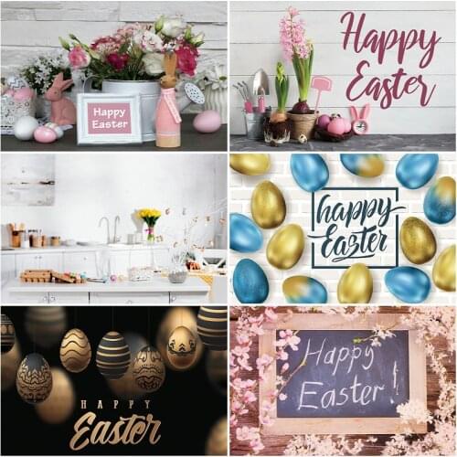 Holiday Backdrop Beauty Flower Golden Eggs Photography Background Baby Shower Celebration Photo Booth Studio Decor
