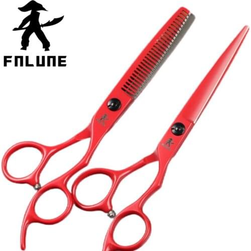 FnLune 6.0 japan steel Professional Hair Salon Scissors Cut Barber Accessories Haircut Thinning Shear Hairdressing Tool Scissors