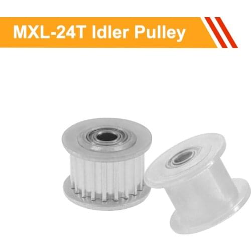 Timing Belt Idler Pulley MXL-24T with/without Teeth Idler Pulley 7mm/11mm Belt Width 3/4/5/6mm Bore Bearing Motor Pulley