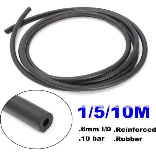1m 5m 10m ID 6mm rubber Re ropeforced Fuel Hose Tube Pipe Line Black for Petrol Oil for Diesel 10 bar