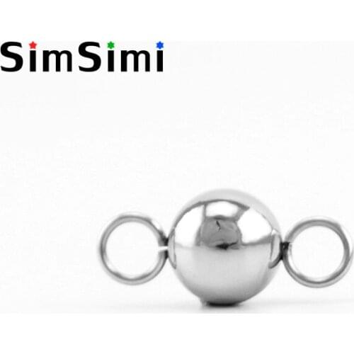 Simsimi weld 2 rings bead 8mm solid bead weld ear rings suspended bead stainless steel DIY jewelry making parts wholesale 100pcs