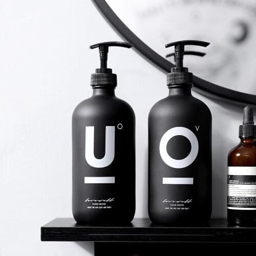 500ml Soap Dispenser Bathroom Black Glass Empty Refill Sub-bottle Chic Home Hotel Shower Gel Hand Washing Shampoo Bottles