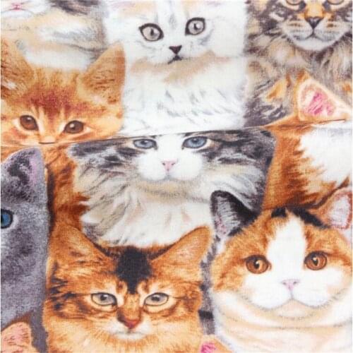 Thin cotton cartoon imitation cat printing fabric used for bag clothing dress home decoration DIY fabric