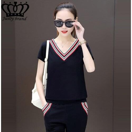 2020 with short sleeves Cropped Pants female summer clothes girl Suit 2 pcs. summer setspiece short set of women
