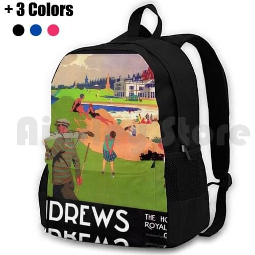 Vintage Travel Poster-St Andrews , The Home Of Golf Outdoor Hiking Backpack Waterproof Camping Travel St Andrews Scotland