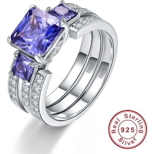 Top Quality Elegant 925 Sterling Silver Engagement Rings 4Ct AAA Tanzanite Stones Rings for Woman Fine Jewelry Y0062R01