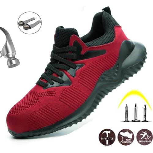 Steel Toe Cap Safety Work Shoes Men Breathable Outdoor Non-Slip Anti-Puncture Work Boots Metal Toe Safety Shoes