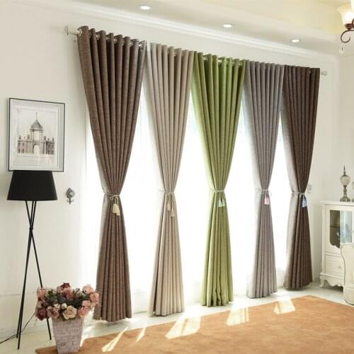GYC2102 Pure Color Window HighBlackout Curtain Thickened Linen Shading Cutains Living Room Bedroom Luxury Drapes