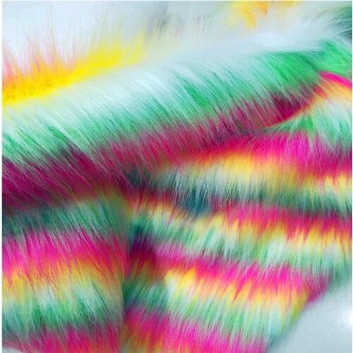 160*100cm jacquard rainbow rabbit falling hair plush faux fur fabric for coat pillow case vest Fur collar plush fur tissu telas