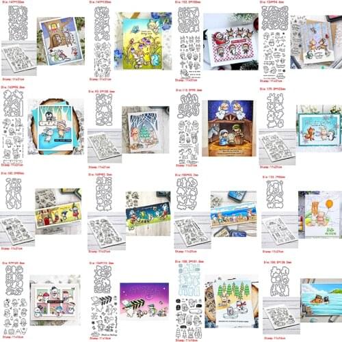 Winter Theme Snowman Animal Elves Angel Ski Metal Cutting Dies&Transparent Clear Stamps For DIY Scrapbooking Album Paper Cards