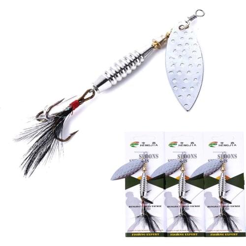 1pcs Metal Fishing Lure 16.5g Rotated Sequin Spoon Lure with Feather Fishing Tackle Hard Bait SpinnerBait Isca Artificial