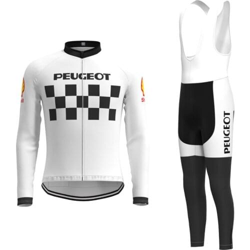1986 Racing Go Pro Team Retro Man White Cycling Jersey Long Sleeve Set Triathlon Mtb Biker Jersey Set maillot ciclismo hombre
