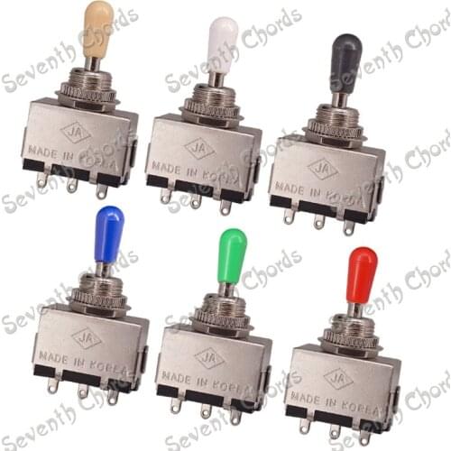 2 Pcs Chrome Pickup 3 Way Toggle Switch Selector for LP Electric Guitar - 8 colors Plastic Tip for Choose