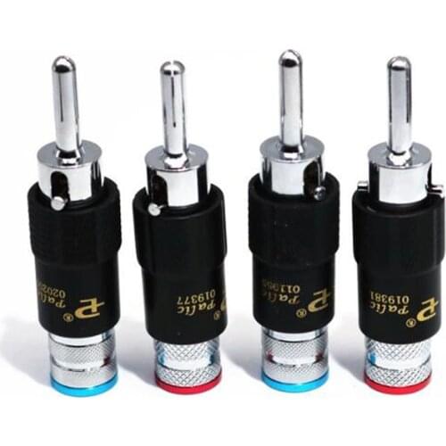 4pcs Hi-end Rhodium Plated Audio Video Speaker Jack 8mm Self-locking Male Banana Plug speaker Interconnector cale connector