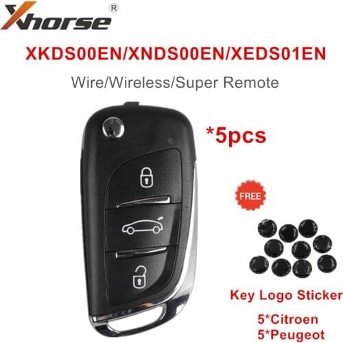 5pcs Xhorse XKDS00EN XNDS00EN XEDS01EN VVDI Wire/Wireless/Super Remote Key DS Model with 10pcs free Key Logo Sticker